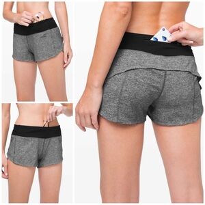 •LULULEMON• Speed Up High-Rise Short 4" *Long Heather Lux Multi Black / Black
